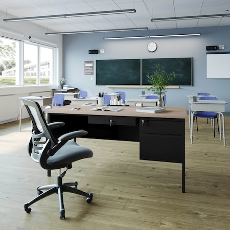 Flash Furniture 30 in D X White Oak, 60 in W X GC-M-BLK-175-WHTOAK-GG
